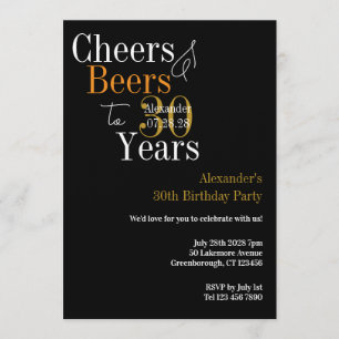 Personalized Cheers and Beers 30th Birthday Party Invitation
