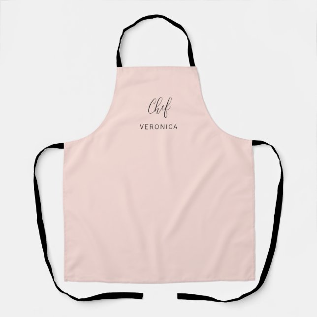 Personalized Chef Apron | Minimal Blush Pink Apron (Front)