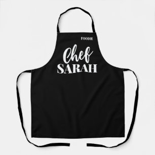 Personalized Chef Apron   Modern Foodie Black