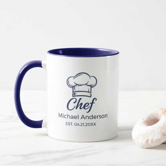 Personalized Chef Mug – Custom Name Kitchen Gift (With Donut)
