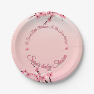 Personalized Cherry Blossom Baby Shower Paper Plate
