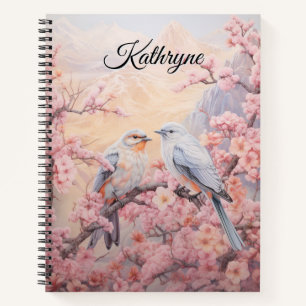 Personalized Cherry Blossom Bird  Notebook