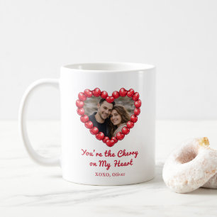 Personalized Cherry Heart Photo Coffee Mug