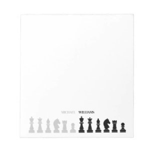 Personalized Chess Piece Black White Notepad
