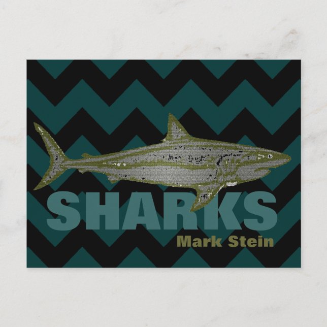 personalized chevron sharks postcard (Front)