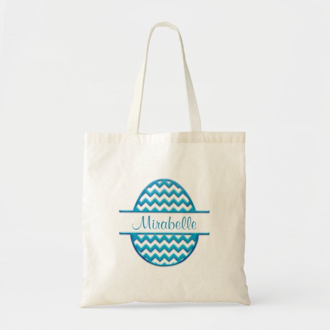 Personalized Chevron ZigZag Easter Egg Tote Bag (Front)