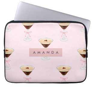 Personalized Chic Espresso Cocktail Pattern Laptop Sleeve