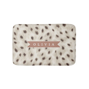 Personalized Chic Neutral Leopard Animal Print Bath Mat