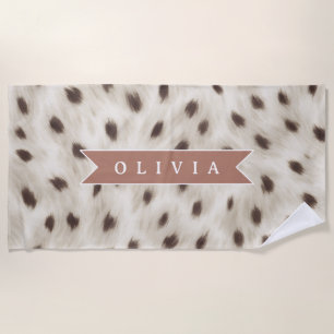 Personalized Chic Neutral Leopard Animal Print Beach Towel