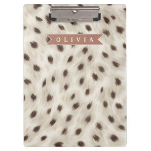 Personalized Chic Neutral Leopard Animal Print Clipboard