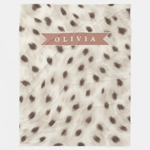 Personalized Chic Neutral Leopard Animal Print Fleece Blanket