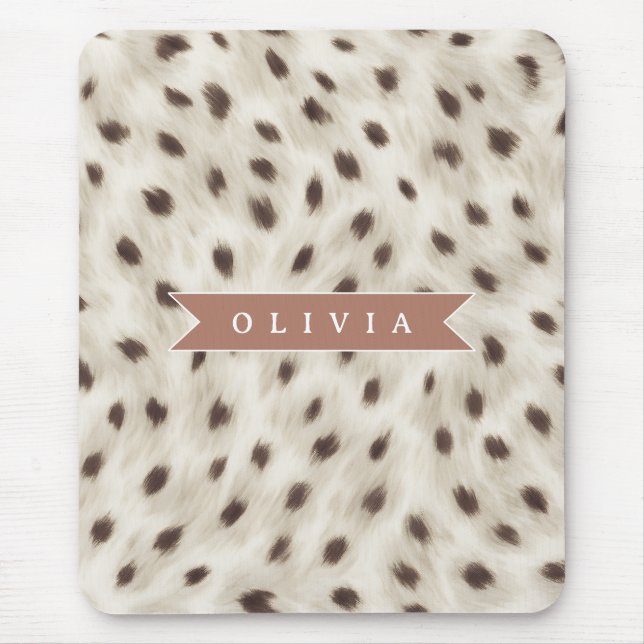 Personalized Chic Neutral Leopard Animal Print Mouse Mat (Front)