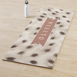 Personalized Chic Neutral Leopard Animal Print Yoga Mat