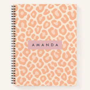Personalized Chic Peach Leopard Print Notebook