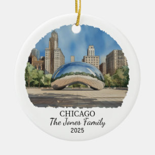 Personalized Chicago Ornament, Illinois State Ceramic Tree Decoration
