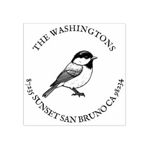 Personalized Chickadee Return Address Stamp – Name