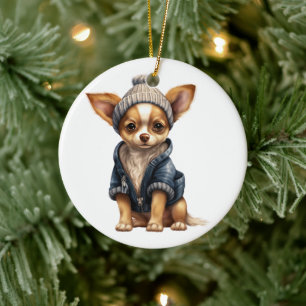 Personalized Chihuahua Dog Art Ceramic Tree Decoration