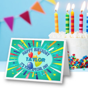 Personalized Child Colorful Birthday Card