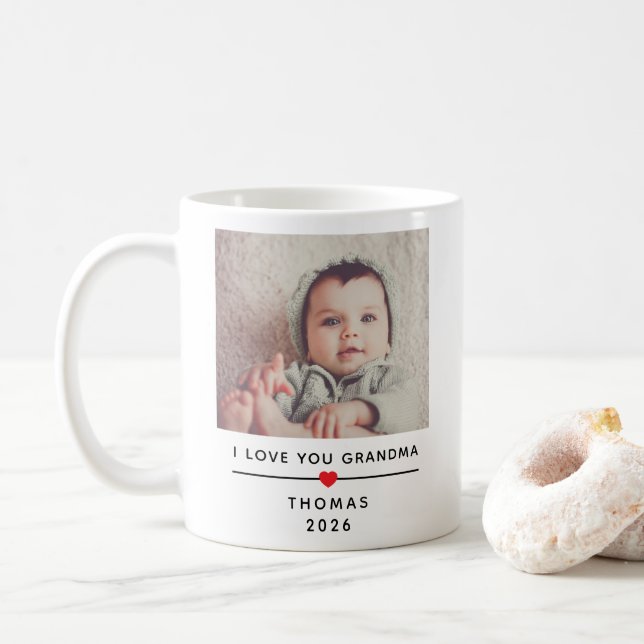 Personalized Child Photo Mug for Grandma with Name (With Donut)