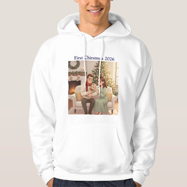 Personalized Child’s First Christmas Hoodie – Men’ (Front)
