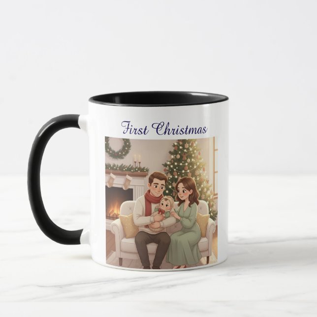 Personalized Child’s First Christmas Hoodie Women Mug (Left)