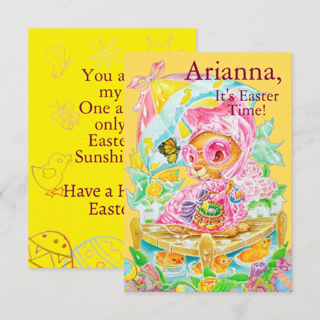 Personalized Children's Easter Flat Thank You Card (Front/Back)