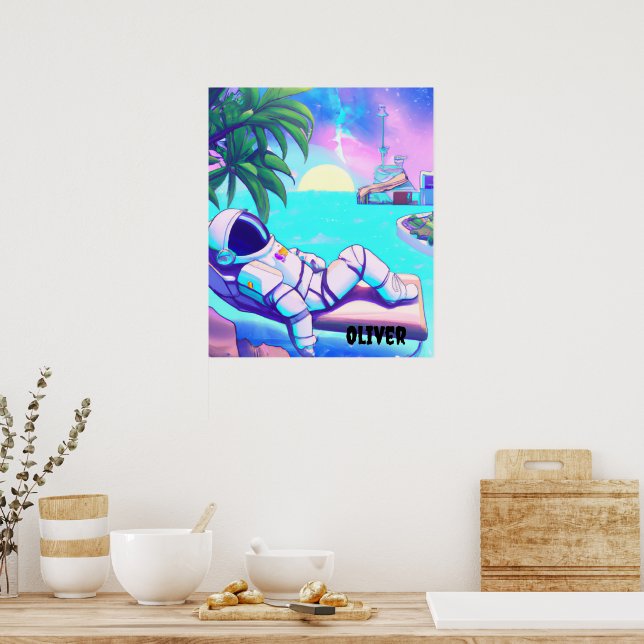 PERSONALIZED CHILL ASTRONAUT BEACH POSTER  (Kitchen)