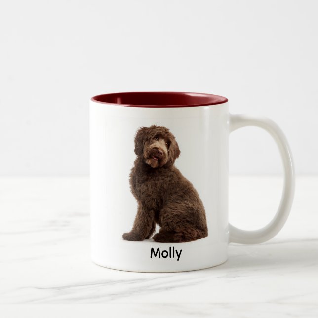 Personalized Chocolate Labradoodle Two-Tone Coffee Mug (Right)