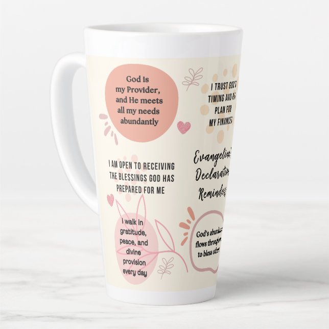 Personalized Christian Daily Affirmations Quotes Latte Mug (Left Angle)