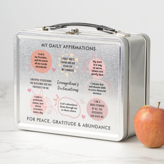 Personalized Christian Daily Affirmations Quotes Metal Lunch Box (In Situ)