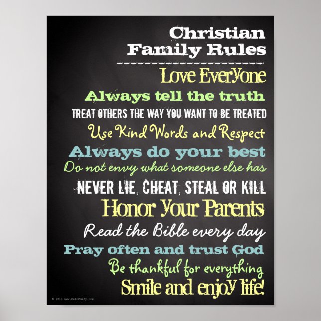 Personalized Christian Family Rules House Sign (Front)