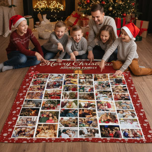 Personalized Christmas 44 Photo Collage  Sherpa Blanket