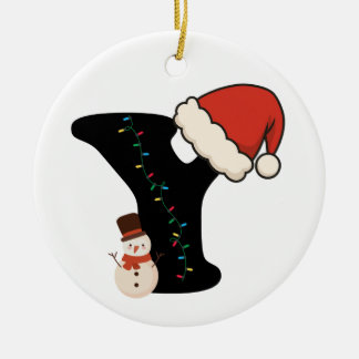 Personalized Christmas Alphabet Y Ceramic Tree Decoration