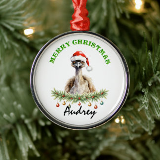Personalized Christmas Aussie Animals Emu Metal Tree Decoration