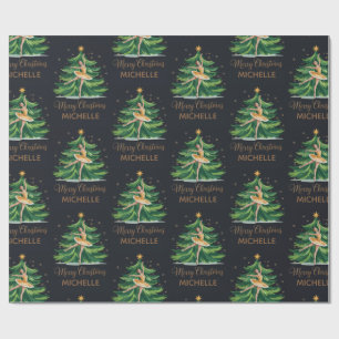 Personalized Christmas ballet Ballerina dancer Wrapping Paper