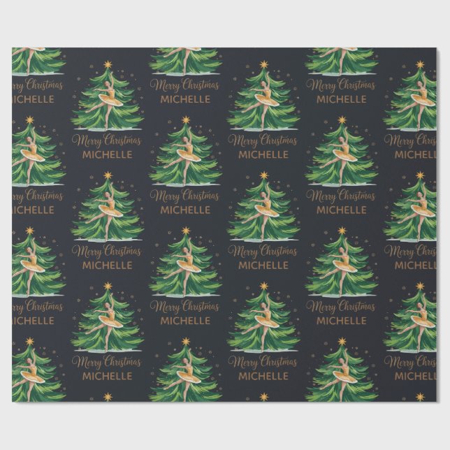 Personalized Christmas ballet Ballerina dancer     Wrapping Paper (Flat)