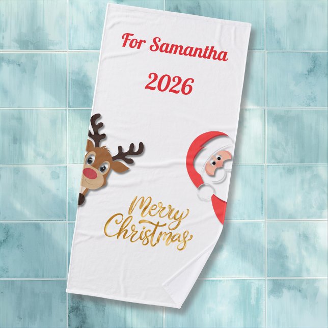 Personalized Christmas Bath Towel - Santa Design  (Creator Uploaded)