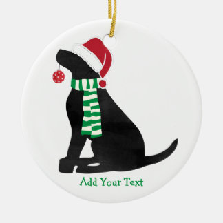 Personalized Christmas Black Lab Holiday Dog Ceramic Tree Decoration