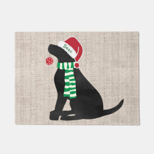 Personalized Christmas Black Lab Holiday Dog Doormat
