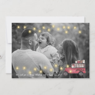 Personalized Christmas card with Santa´s car
