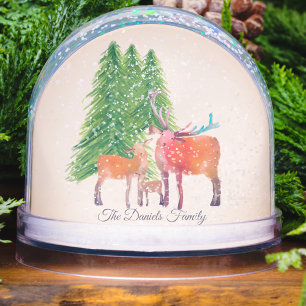 Personalized Christmas Deer Family Snowglobe