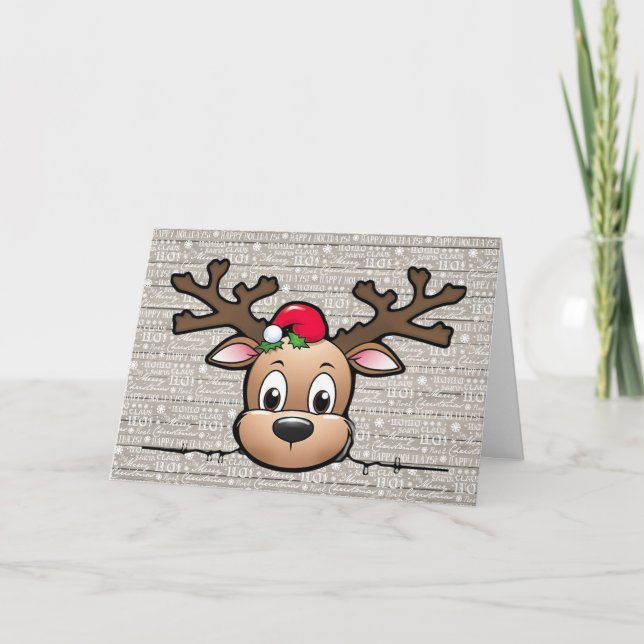 Personalized Christmas Deer Holiday Card  (Front)