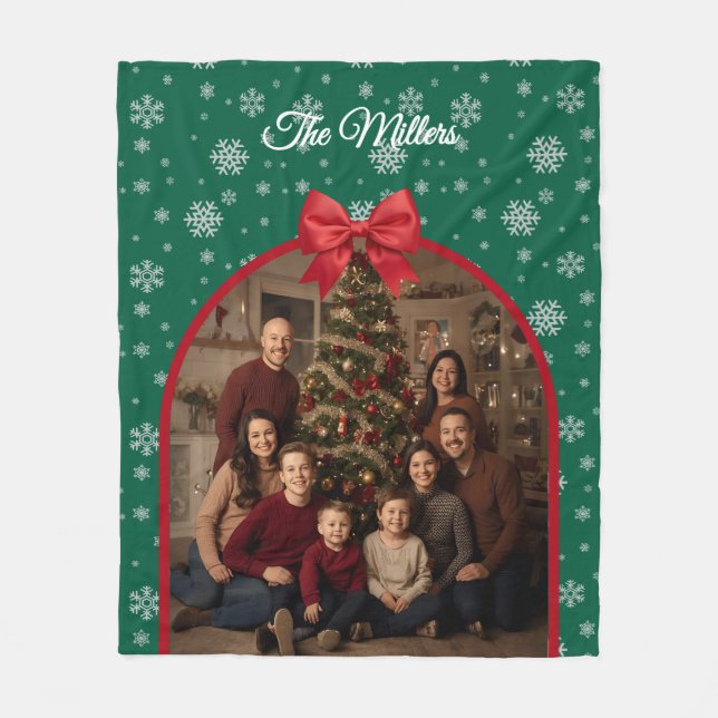 Personalized Christmas Fleece Blanket with Custom  (Front)
