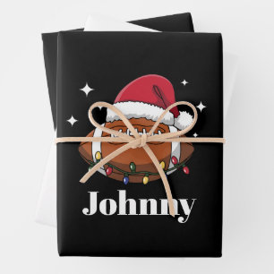 Personalized Christmas Football Winter Sports Team Wrapping Paper Sheet
