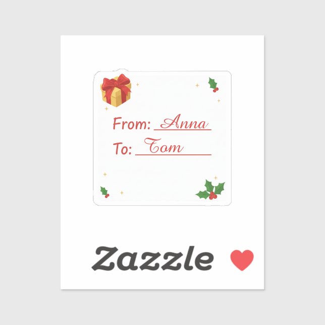 Personalized Christmas Gift Tag From To  (Sheet)