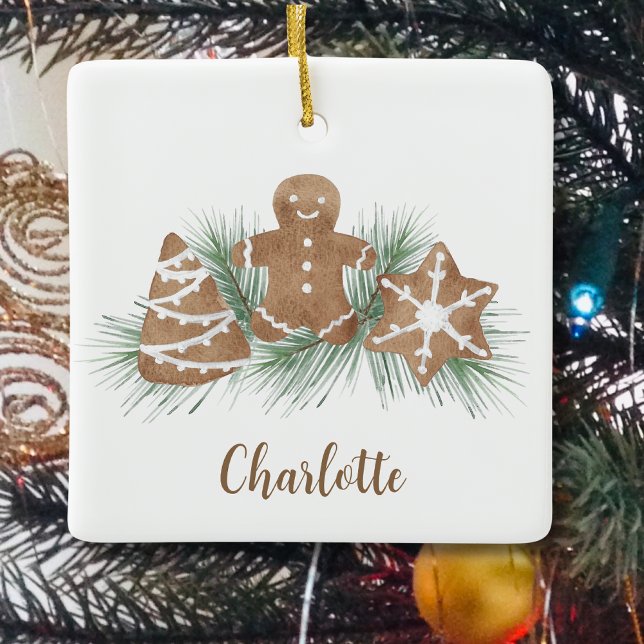Personalized Christmas Gingerbread Ceramic Ornament (Creator Uploaded)