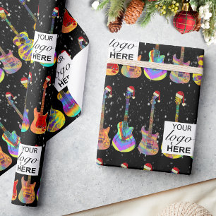 Personalized Christmas Guitar Business Logo Wrapping Paper