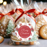 Personalized Christmas Holiday Cookie Baking  Classic Round Sticker<br><div class="desc">Add a touch of winter warmth to your homemade Christmas treats and gifts with our personalized Christmas Holiday Cookie Baking Round Sticker. Featuring a beautiful winter pine and holly berries theme, this sticker is the perfect accessory to show off your festive spirit. Make your kitchen and gift giving the heart...</div>