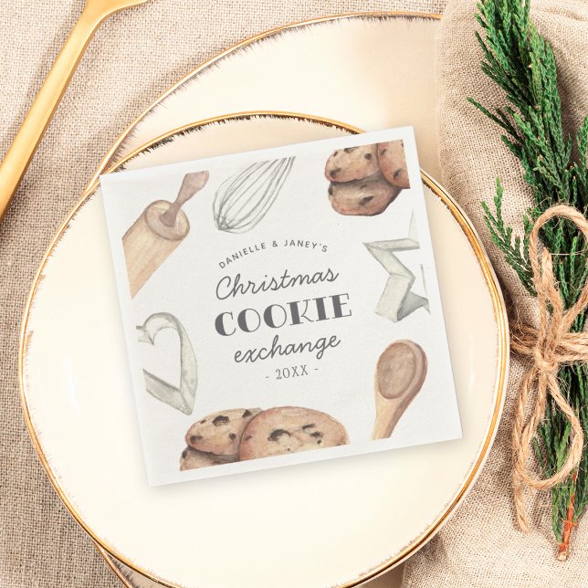 Personalized Christmas Holiday Cookie Exchange Napkin (Creator Uploaded)