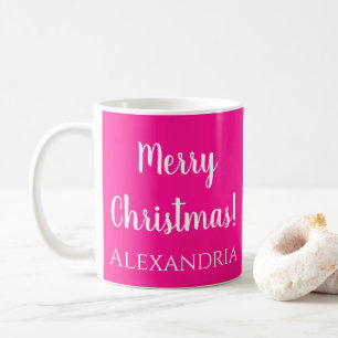 Personalized Christmas Hot Pink Coffee Mug
